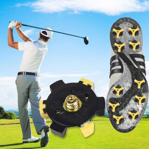 20st utbytes golfsko spikar metallgänga skruvbultar Stinger små metallgängade spikar för golfsportskor, golfskoklotsar, svart/gul