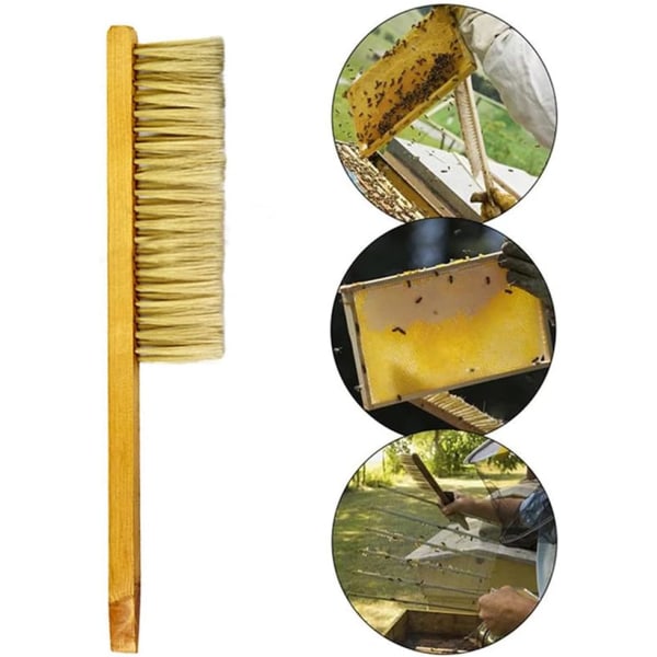 Bikupa borste, 3 delar biborstar mjuk biodlingsborste, trähandtag bikupa verktyg biborste biodlingsutrustning, mjuk biborste rengöringsverktyg