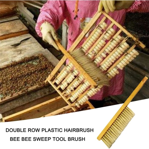 Bikupa borste, 3 delar biborstar mjuk biodlingsborste, trähandtag bikupa verktyg biborste biodlingsutrustning, mjuk biborste rengöringsverktyg