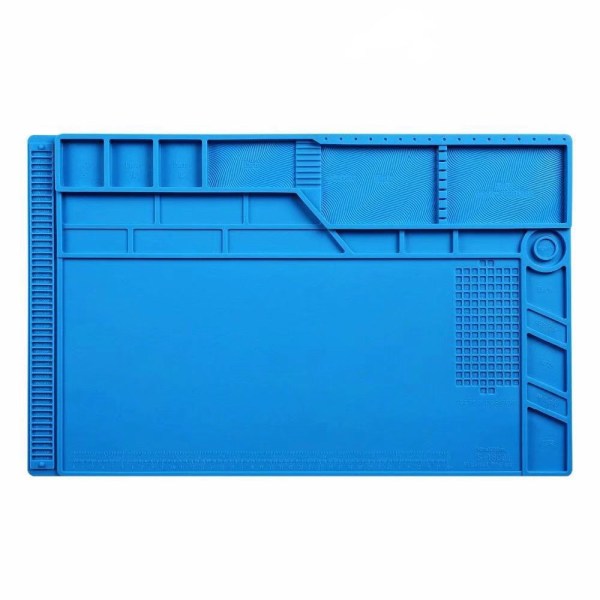 Största (550x350 mm) Silikonreparationslödmatta, magnetisk 500℃ hållbar silikonarbetsmatta, mobiltelefonreparation (1 st, blå)