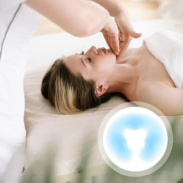 Salong med framsidan nedåt U-formad silikonkudde Blå Spavårdskudde Massage Nackstöd med framsidan nedåt bordsskiva massagekit