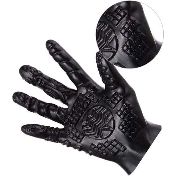 Man Kvinna Flirta Massage Verktyg Sex Massage Handskar Ribbade Retande Vattentäta Händer Handskar, svarta