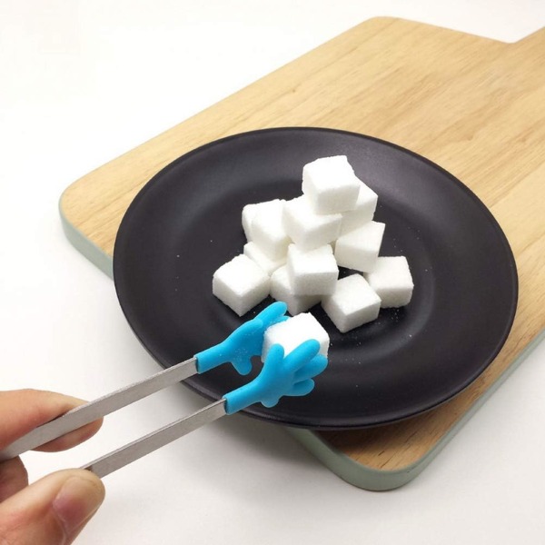 Mini sockertång, kökstång i silikon Sockergrilltång för barn 4 förpackningar（13 cm/5.1'', y