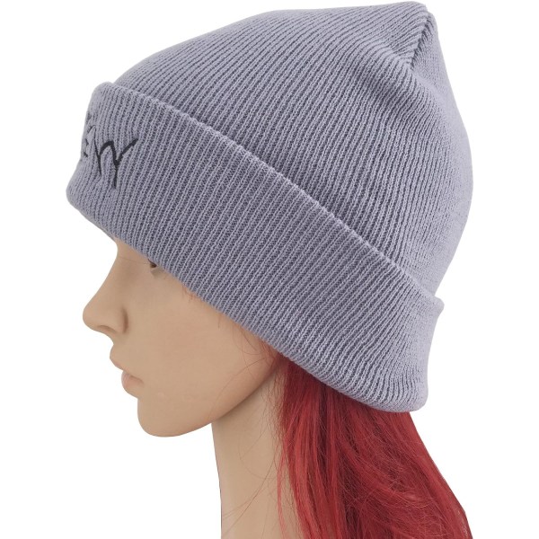 Slouchy Beanie Vinterstickad mössa för kvinnor Män med Mjau