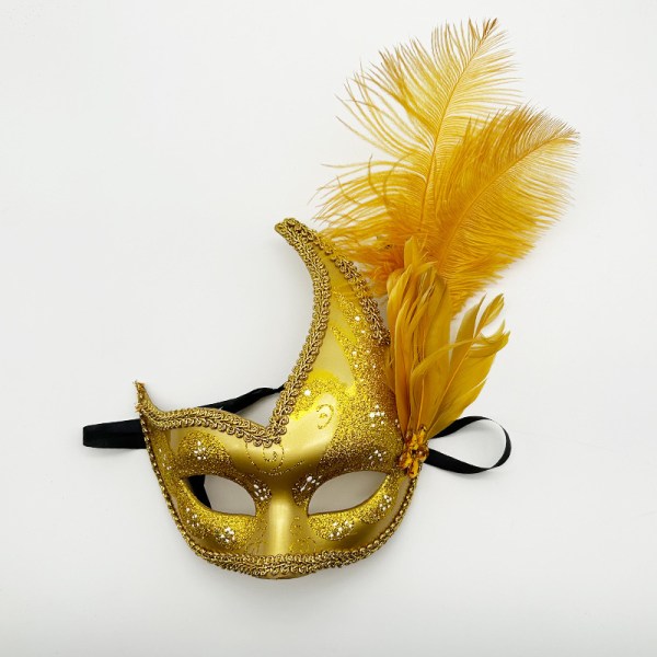 Halloween mask, maskerad, karneval, festdans, kostym cosplay fest, modevisning för tjejer, damer och damer. (guld) Sunmostar