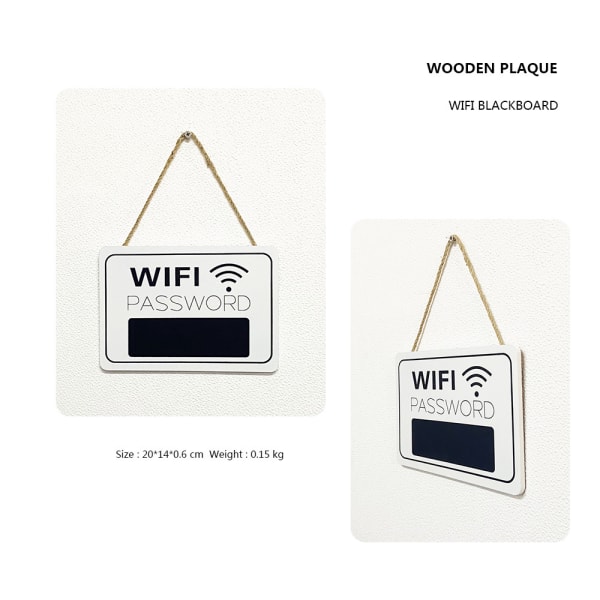 WiFi-lösenordsskylt - WiFi-lösenordsupphängningsbräda, väggmonterad trä WiFi-skylt för hem och företag (2 delar)