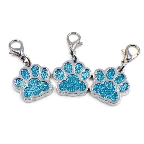 Dingla Emalj Ljusblå Katt/Hund Paw Charm Pärla för Charms Armband Sunmostar