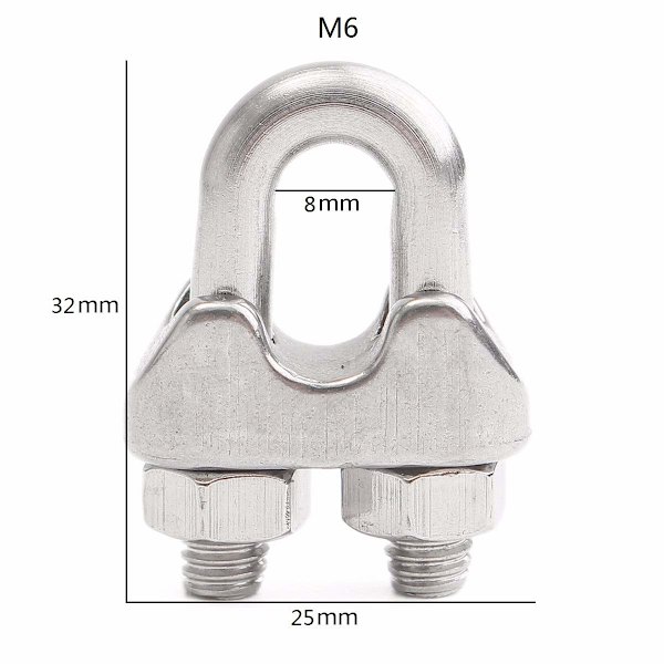 Mbsomnus Lot De 24 Serre-câbles De 6 Mm - 12 Serre-câbles M6 Et 12 Cosses De Câble Métallique De 6 Mm - En Acier Inoxydable A4 DIN741 - Connecteur De Câble En