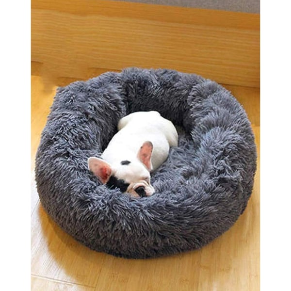 50cm Couchage Panier Chien Chat Corbeille, Coussin Rond Hiver Chaud en Peluche Lit Animal Gris Fonce Doux et Confortable Coussins pour Chien Sunmostar