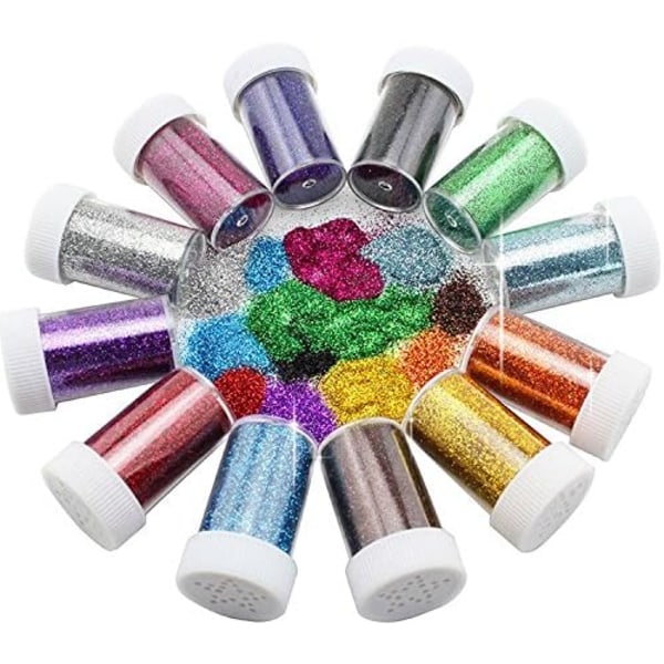 Glittershakers för barn Barnhantverksaktiviteter,Konst och hantverk Glitter,Korttillverkning,Inredning,12 olika färger