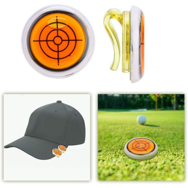 Golf Marker, Målmönster Golf Hat Clip Level, Golf Ball Marker, Golf Tillbehör, Orange, 1 STK