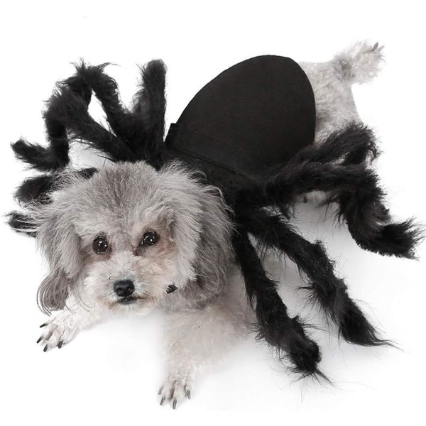 Spider Pet Hund Halloween Cosplay Kläder Justerbara Bekväma skjortor Plysch Skrämmande Semesterdräkt Dekoration för Katt Valp Rolig Party Clot Sunmostar