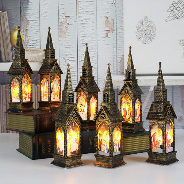 Dekorativ lykta i vintage för heminredning Dekorativ jul LED ljus vindlykta (ängel) -- Lefou Sunmostar