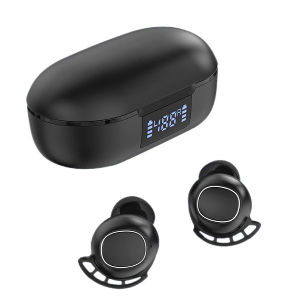 Trådlösa hörsnäckor, Bluetooth 5.3-hörlurar med djup bas, mini-hörlurar med dubbla mikrofoner och LED-skärm, in-ear-hörlurar Sunmostar