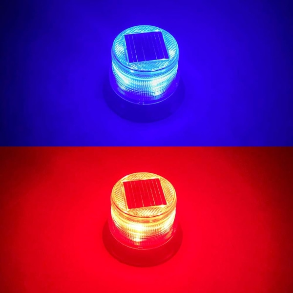 BR-Vie Solar Powered Emergency Magnetic Strobe-varningsljus, bärnstensfärgad vattentät trådlös LED-beacon Light för lastbilsfordon (röd och blå) Sunmostar