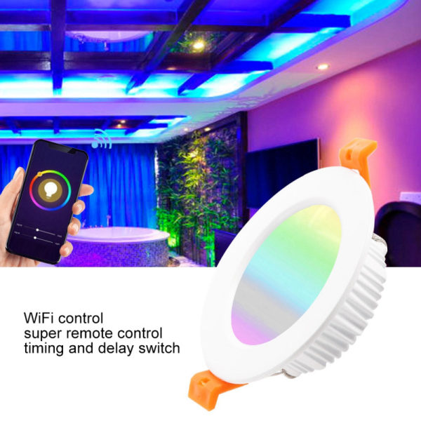 10W inbyggd LED-spotlight () RGB-färgskiftande RGBW 2700K Inbyggd dimbar cirkulär fjärrkontroll (Sunmostar set)