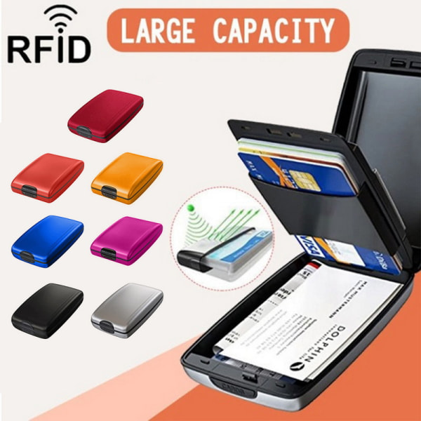 RFID plånbok i aluminiumlegering Multifunktionell korthållare Bankkortshållare i aluminium Modeplånbok Bankkort Case, Orange Betterlifefg