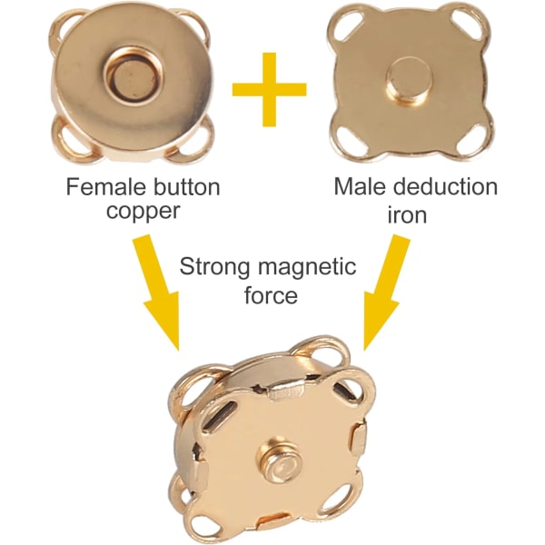 20st Magnetlås Metallknapplås Magnetsnäppar Magnetiska knappar för sömnad Magnetiserade kreativa kläder Läderrock Jacka 14mm,