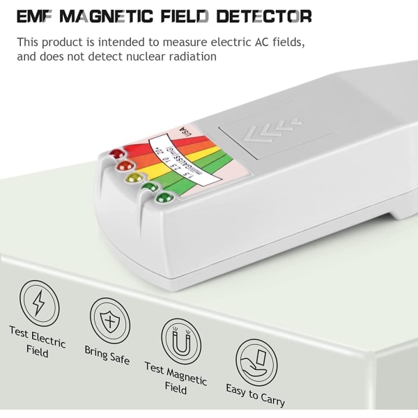 BR-Vie Bärbar LED EMF Elektromagnetiskt fält Spökjaktdetektor Paranormal Utrustningstestare 50Hz-20000Hz Vit Sunmostar