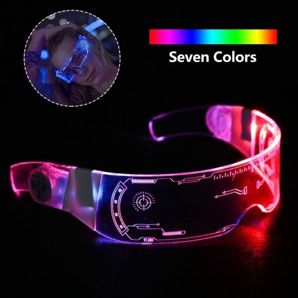 Futuristiska glasögon, Cyberpunk LED-ljusglasögon, Future Warrior-glasögon, många färger och driftslägen, perfekt för Cosplay och Lefou-fester