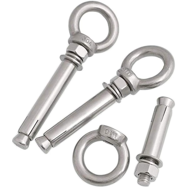 10 stycken Eye Bolt Expansionsskruvar Expansion Bolt Eye 304 Rostfritt stål Expansionsankare M6 x 60mm Lefou Expansionsskruvar Sunmostar