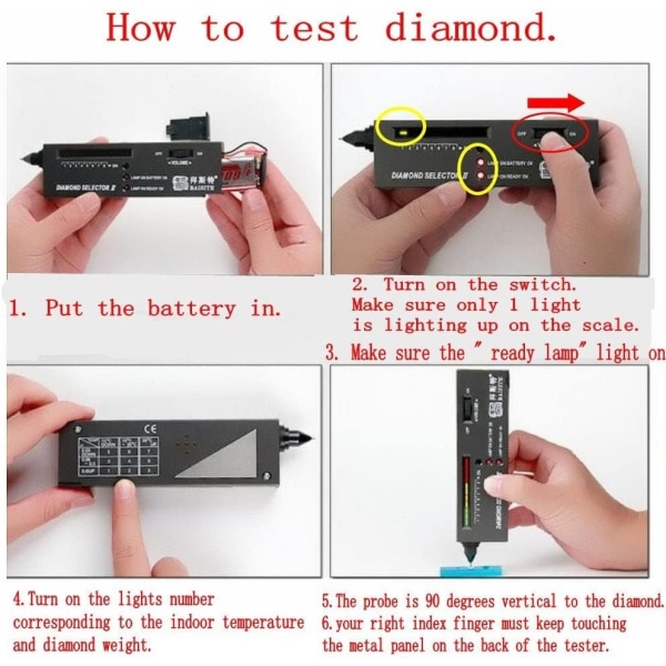 bärbar elektronisk diamanttestpenna för diamant rubin kristall agat jade ädelstenar ädelstenar multi ädelstens testverktyg Sunmostar