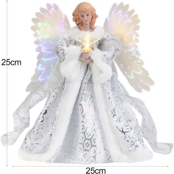 White Angel for Christmas Tree Topper - Glödande ängel - Julgransdekoration - Julfestdekoration - Julgransdekoration - Sunmostar