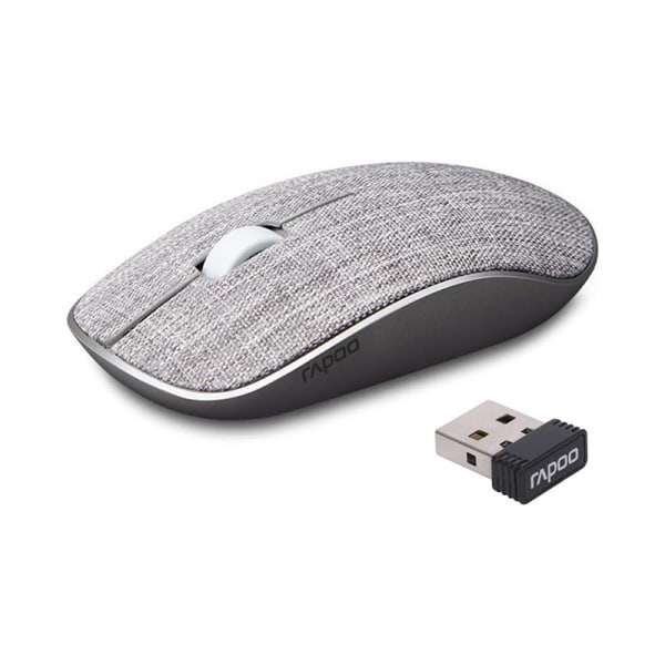 Optisk trådlös Bluetooth mus USB spelmöss med mjukt cover Supersmal bärbar för bärbar dator (grå)