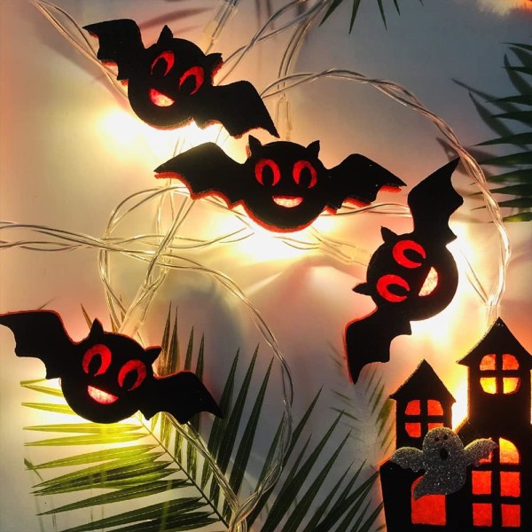 Halloween Fairy Lights, 3 m Bat String Lights, 20 LED Bat String Lights Batteridriven, Halloween Dekor Slott för Halloween Party Kids Gif Sunmostar