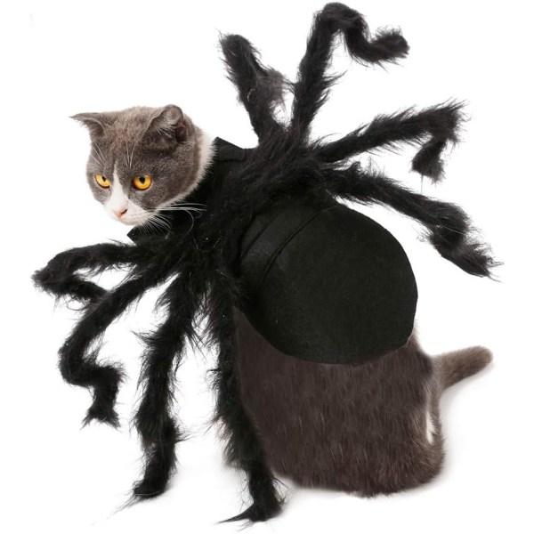 Spider Pet Hund Halloween Cosplay Kläder Justerbara Bekväma skjortor Plysch Skrämmande Semesterdräkt Dekoration för Katt Valp Rolig Party Clot Sunmostar