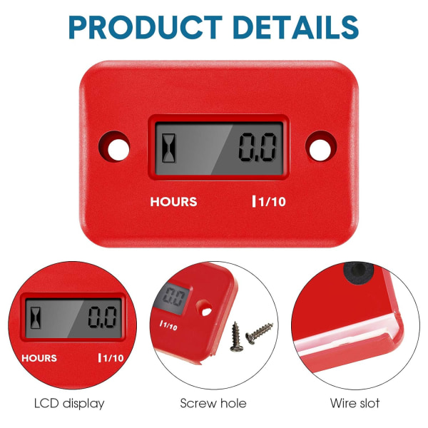Varvräknare, 2 stycken induktiva timräknare Digital motorräknare varvräknare Autostopp små timräknare för Sunmostar