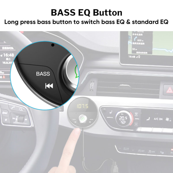 FM-sändare FM-modulator Bluetooth 5.0 Car Kit Handsfree AUX 3.5MM Musik MP3-spelare Ljudadapter Musikmottagare Sunmostar