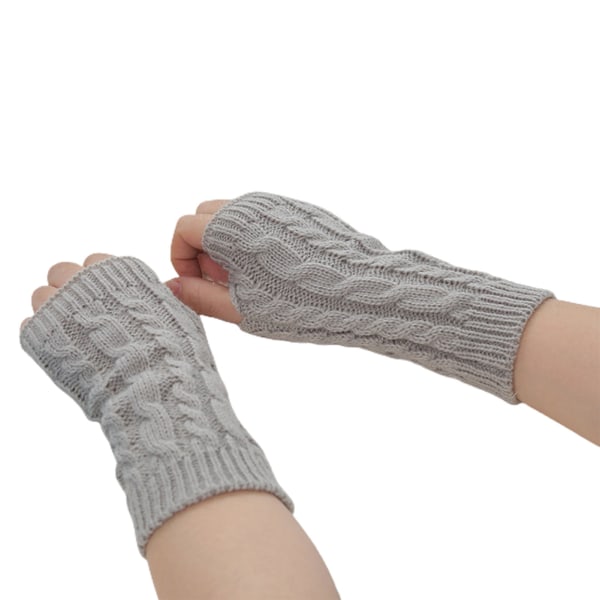 1 par Vinterhandskar Enfärgad Half Finger Stickning Hudvänlig Twist Design Vintervantar för dagligt bruk
