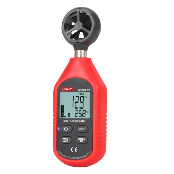Bluetooth Anemometer, Portabel Mini Digital Anemometer med termometer och Max/Min för insamling av väderdata och utomhussport Vind Sunmostar