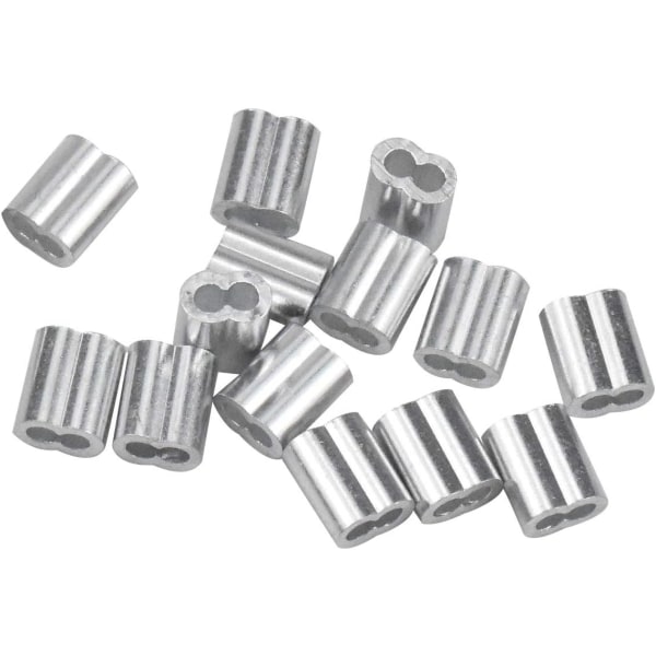 Aluminiumhylsor, aluminiumtrådshylsor, aluminiumkrympklämma med dubbla hylsor för vajer, flygplanskabel, silver (1,5 mm / 0,0 Sunmostar