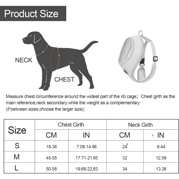 Anti-halk hundsele Reflekterande husdjurssele Justerbar ventilerande bröstsäkerhetssele för små stora husdjur（Grå）M