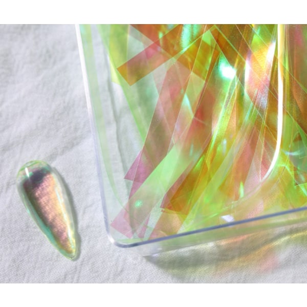 5 färger Gradient Aurora glaspapper spikklistermärke, reflekterande spegeldesign trasigt glas randigt papper spikdekaler 3D trasigt glas Sunmostar