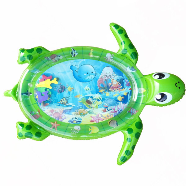 Turtle Shape uppblåsbar vattenmatta för baby, vatten- och fiskaktivitetsmatta, grön