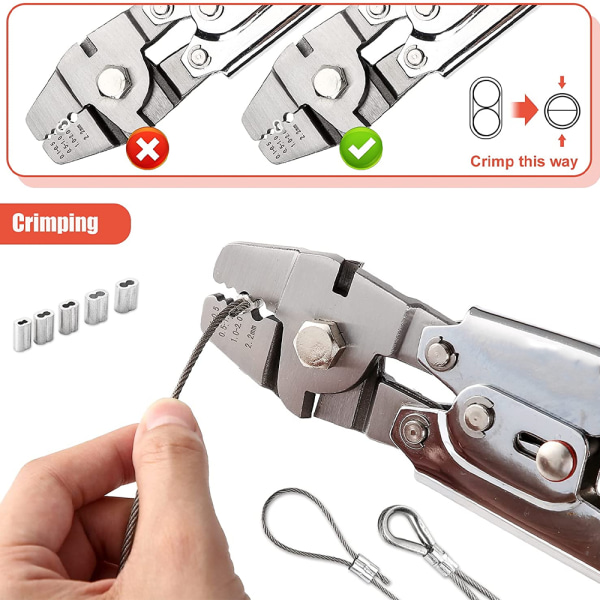 Wire Crimper för pressning av fiskelinor upp till 2,2 mm pressverktyg, kraftigt rostfritt stål Wire Crimping Tool, 1st Sunmostar