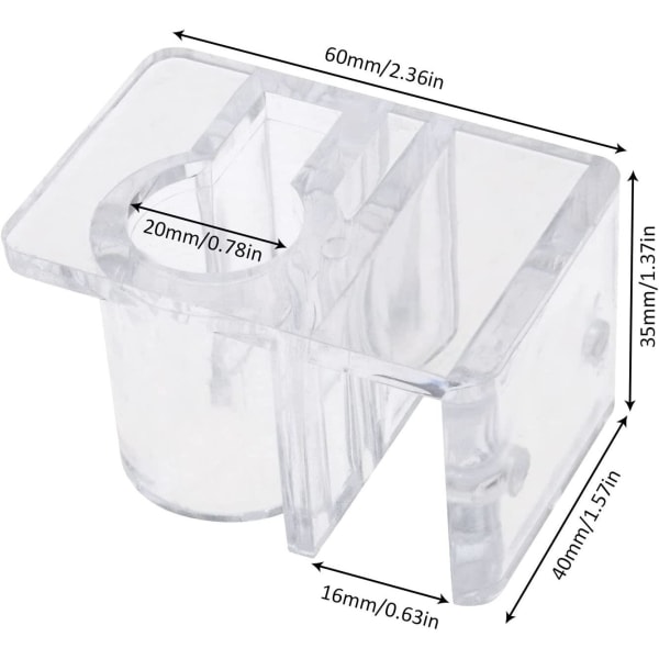 Set med 2 akvarierör/slangstöd, akryl, 60 x 40 x 35 mm, transparent