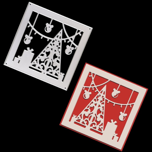 Metallskärningsmatriser, julgransfyrkantiga rammatriser Korttillverkning Prägling Stencil Scrapbooking för gör-det-själv-papperskorttillverkning Hantverk-13Tretton