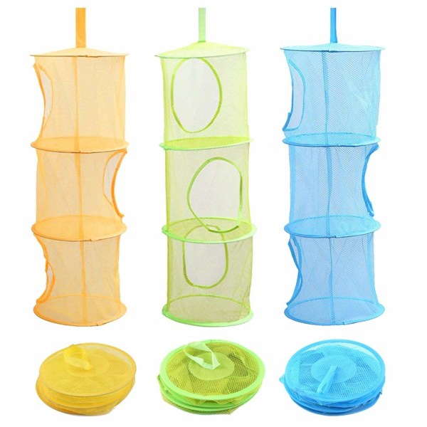 RARE PEARL 3-delad förvaringskorg i mesh , leksaksförvaringslåda för barndörrar, kan hängas i 3 lager, bärbar och Sunmostar