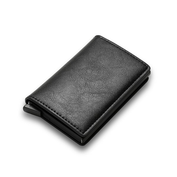 Anpassat namn Business Bank Kreditkortshållare Män Plånbok Mynt Läderplånbok RFID Aluminium Box Korthållare med Pengaklämmor Handväska Sunmostar