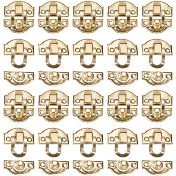 Set med 20 smyckeskrinlås, stål, 26 x 29 mm, guld