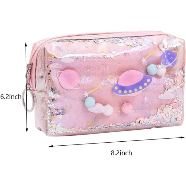 Case för barn, Glitter Star Case Girl Multifunktion Cartoon Paper Bag Organizer Box med Glitter Quicksand Pennfodral Mak Sunmostar