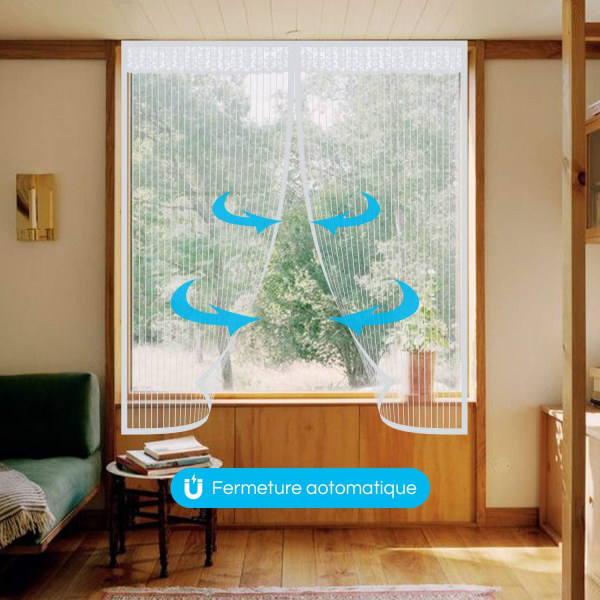 130 * 150 CM White Starlight magnetiskt fönster myggnät Magnetisk myggnätsgardin med klibbig remsa och tryckstift för fönster håller ute Sunmostar