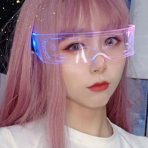 Cyberpunk LED Light Up Glasögon med elektroniskt visir och säkring för fest, födelsedag, jul