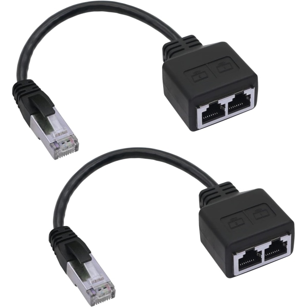 RJ45 nätverksadapter 1 till 2, RJ45 A hane till hona dubbel adapter Den används för att byta nätverk av två portar oberoende av varandra, 2 st Sunmostar