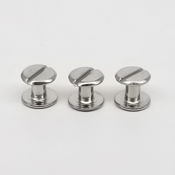 60 set stolpmetall Chicago-skruvspiknitknapp Solid bältesskruv, 1/4, 3/8 och 1/2 tum, silverfärgad,