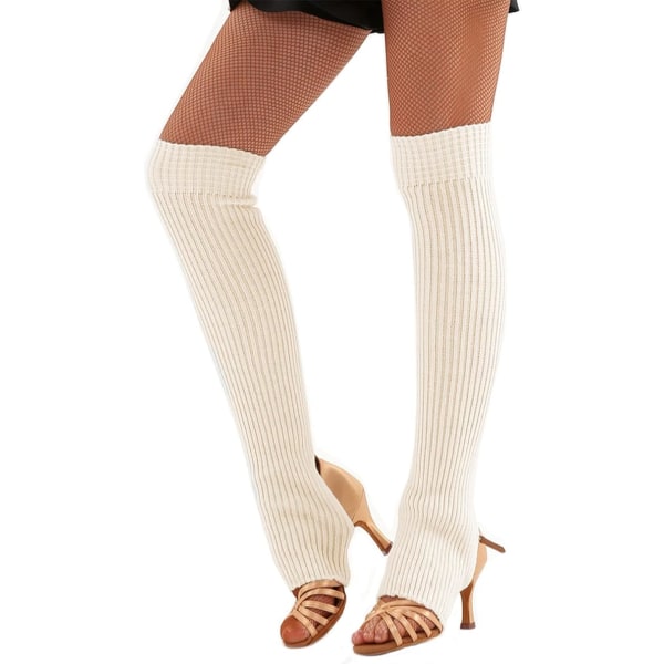 Kvinnor Vinter Mjuk 55 cm Knälång Fotlös stickad stigbygel benvärmare för Yoga Balett Dans Träning Gym Håll dig varm, tjocka stövelmanschetter